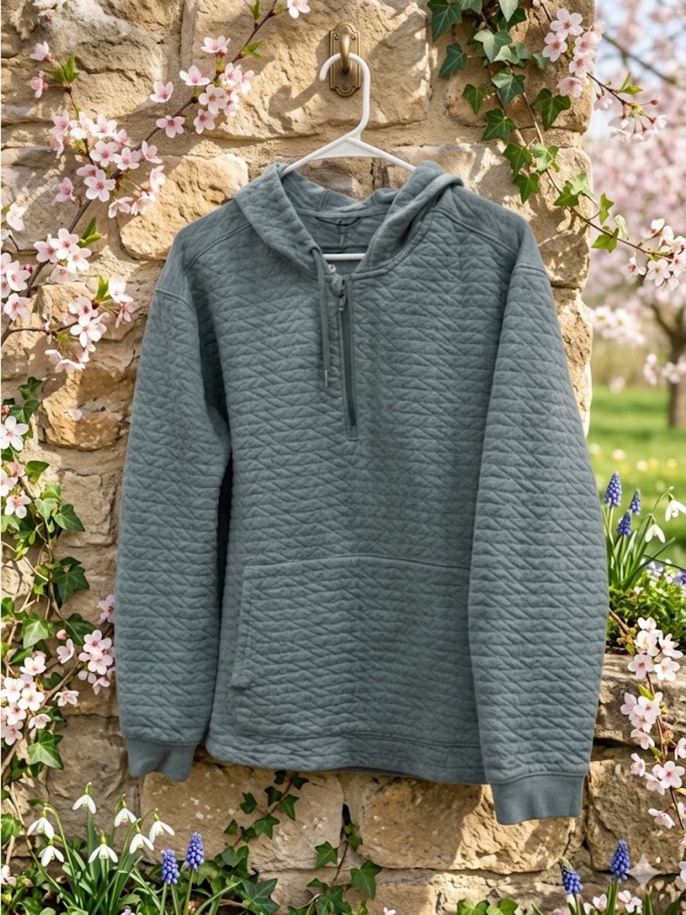 All in Motion Quarter Zip Quilted Blue Hoodie